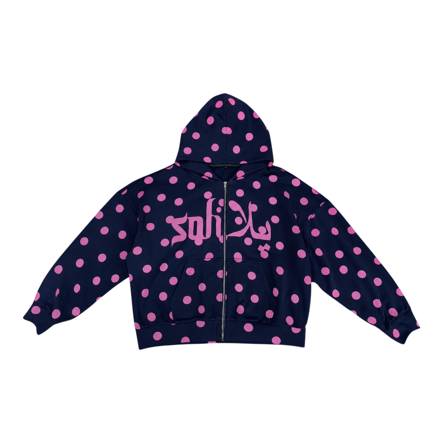 POLKA DOT ZIP UP HOODIE (NAVY)