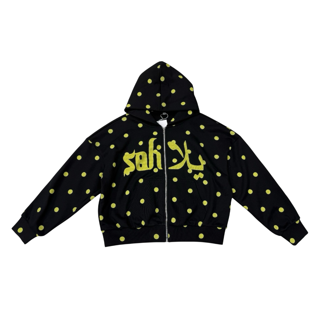 POLKA DOT ZIP UP HOODIE