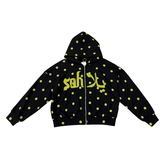 POLKA DOT ZIP UP HOODIE