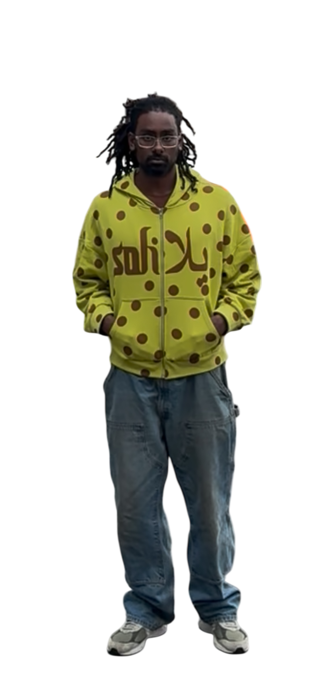 POLKA DOT ZIP UP HOODIE (GREENISH)