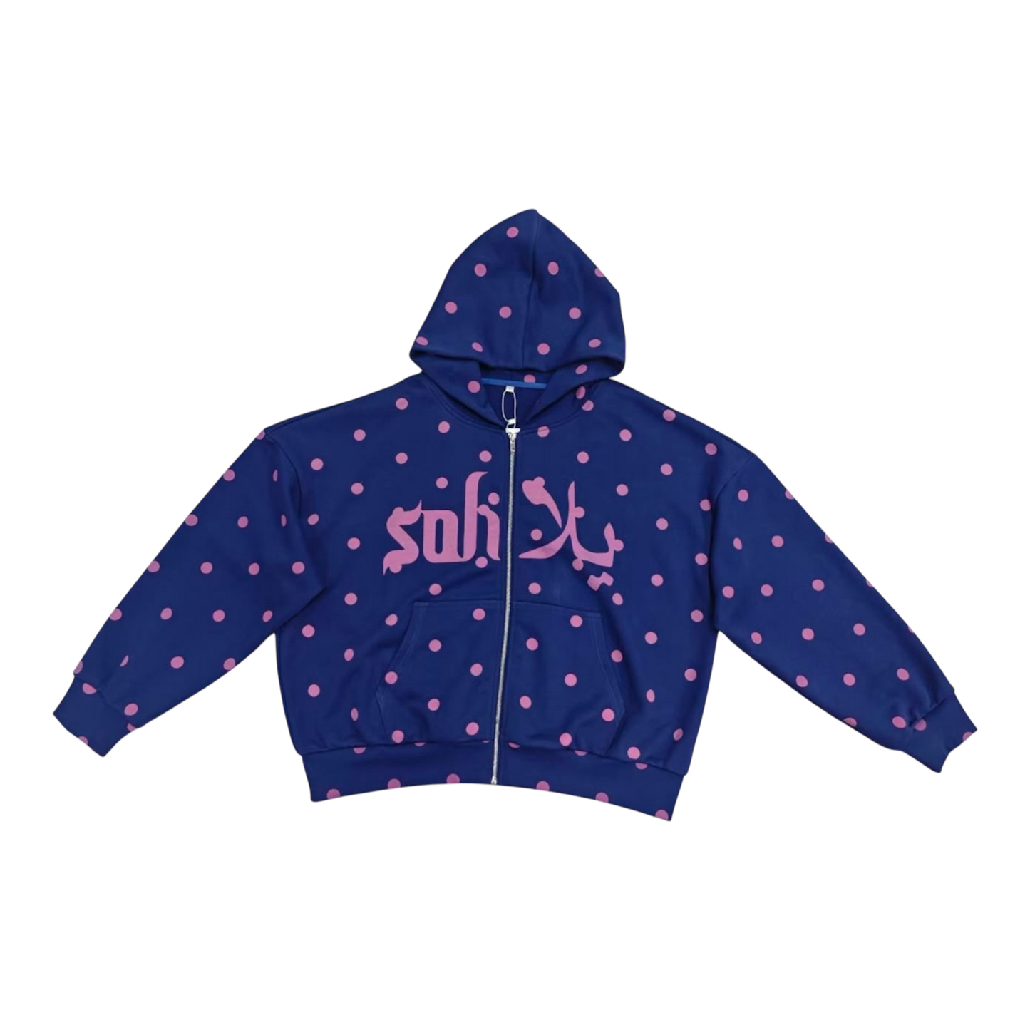 POLKA DOT ZIP UP HOODIE (NAVY)