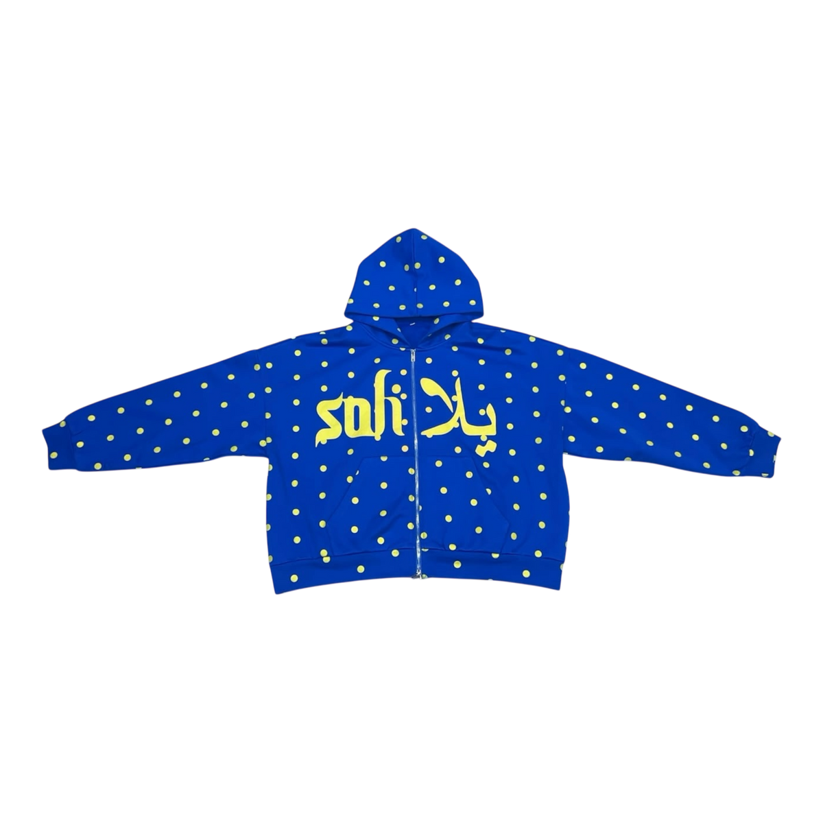Blue Polka Dot Zip Up