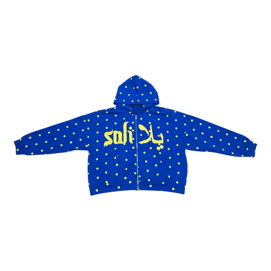 Blue Polka Dot Zip Up